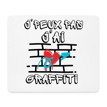 J'puex pas j'ai graffiti coeur rouge et bleu - Tapis de souris (format paysage) - blanc - Devant