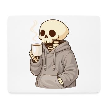 Cozy Skelett mit Tasse – Ruhiger Moment - Mousepad (Querformat) - Weiß - Vorne