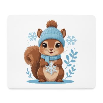 Winterliches Eichhörnchen Motiv - Mousepad (Querformat) - Weiß - Vorne