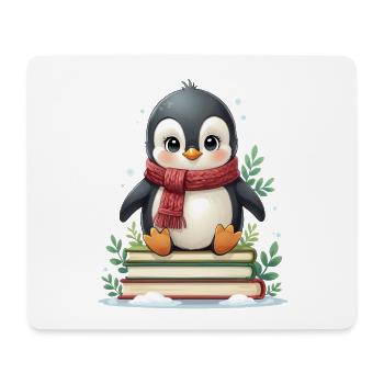 Penguin on reading pile in winter - Mouse Pad (horizontal) - white - Front