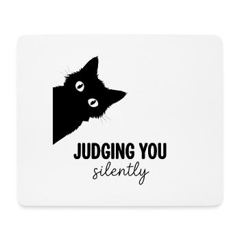 Judging You Silently Corner Cat Eyes - Mouse Pad (horizontal) - white - Front