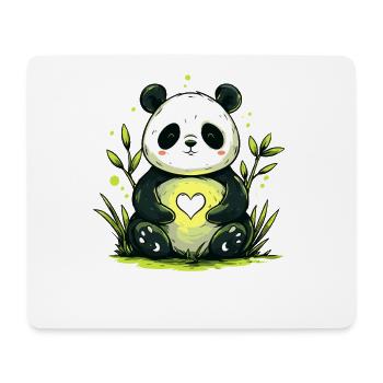 Panda with heart in the countryside - Mouse Pad (horizontal) - white - Front