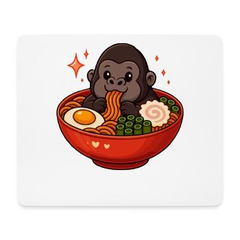 Gorilla with noodles ramen kawaii gorilla - Mouse Pad (horizontal) - white - Front