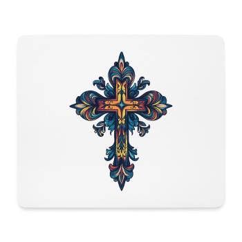 Croix chrétienne - Tapis de souris (format paysage) - blanc - Devant