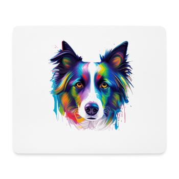 Colorful Border Collie Dog Face Paint Art - Mouse Pad (horizontal) - white - Front