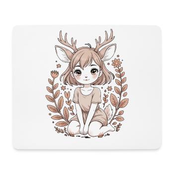 Forest Nature Zartes Anime Fawn Girl - Mousepad (Querformat) - Weiß - Vorne