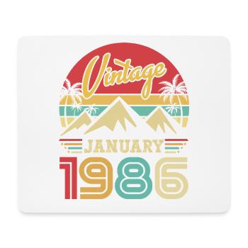 Janvier 1986 Vintage Cadeau d'anniversaire Rétro - Tapis de souris (format paysage) - blanc - Devant