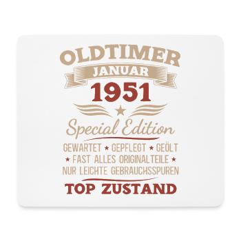 Cadeau du 75e anniversaire Voiture classique janvier 1951 - Tapis de souris (format paysage) - blanc - Devant