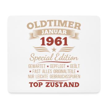 Cadeau du 65e anniversaire Voiture ancienne janvier 1961 - Tapis de souris (format paysage) - blanc - Devant