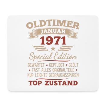 55. Geburtstag Geschenk Oldtimer Januar 1971 - Mousepad (Querformat) - Weiß - Vorne