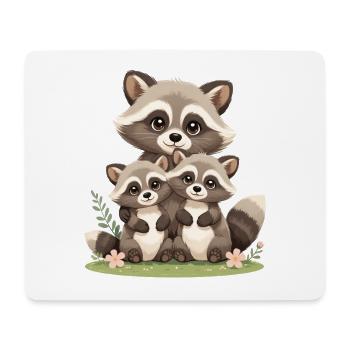 Raccoon Familien Trio Illustration - Mousepad (Querformat) - Weiß - Vorne