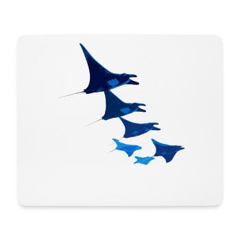 Raie manta, raie diable, raie pastenague, plongeur - Tapis de souris (format paysage) - blanc - Devant