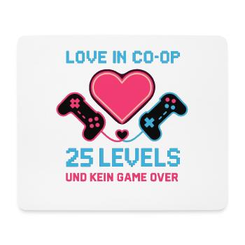 Love in Coop Gamerpaar, 25 Levels keine Pause Herz - Mousepad (Querformat) - Weiß - Vorne
