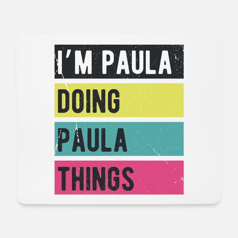 Ich bin Paula und mache Paula Dinge Retrofarben - Mousepad (Querformat) - Weiß