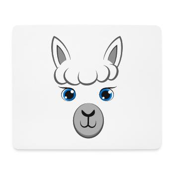 Cute Alpaca Face Blue Eyes Llama DIY Costume - Mouse Pad (horizontal) - white - Front