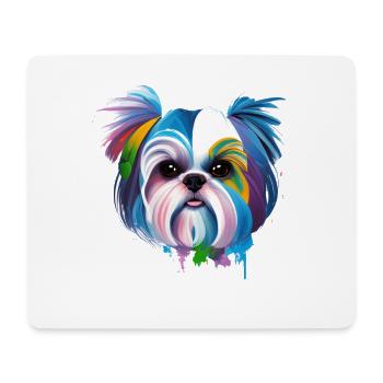Colorful Shih Tzu Art Chrysanthemum Dog Mom - Mouse Pad (horizontal) - white - Front