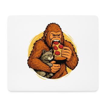 Bigfoot mangeant de la pizza Humour de monstre de nourriture drôle - Tapis de souris (format paysage) - blanc - Devant