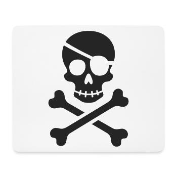 Klassischer Jolly Roger Piraten Totenkopf - Mousepad (Querformat) - Weiß - Vorne