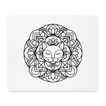 Katzen Mandala mit harmonischer Ornamentik - Mousepad (Querformat) - Weiß - Vorne