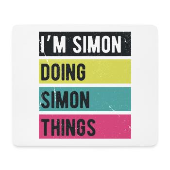 Ich bin Simon und mache Simon Things Retro Colors - Mousepad (Querformat) - Weiß - Vorne