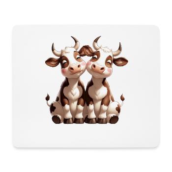 Duo de vaches Amitié câline - Tapis de souris (format paysage) - blanc - Devant