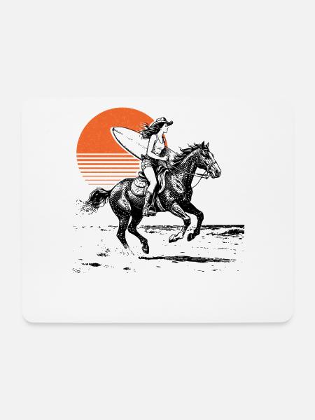 Surfer Cow Girl - Mouse Pad (horizontal) - white