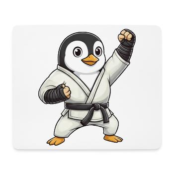 Dessin animé mignon drôle d’arts martiaux de Karaté Pingouin - Tapis de souris (format paysage) - blanc - Devant