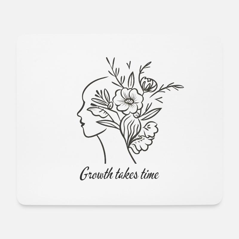 Floral Brain Line Art - Growth - Mousepad (Querformat) - Weiß