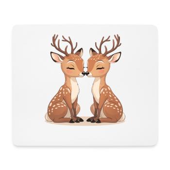 Kuschelige Reh-Duo Küssendes Motiv - Mousepad (Querformat) - Weiß - Vorne