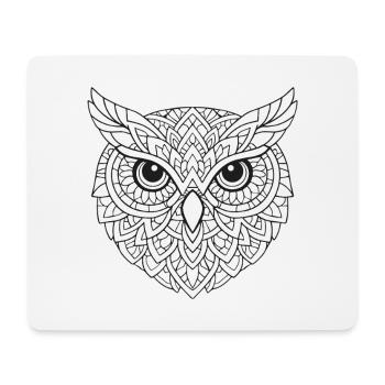Mandala Eulen Ornament - Mousepad (Querformat) - Weiß - Vorne