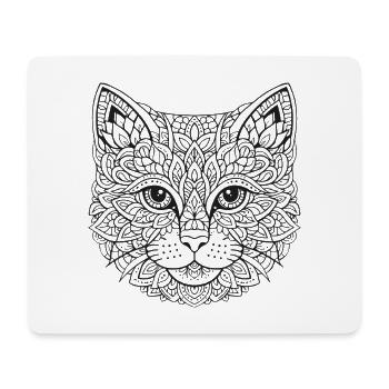 Mandala Katze Gesicht - Mousepad (Querformat) - Weiß - Vorne