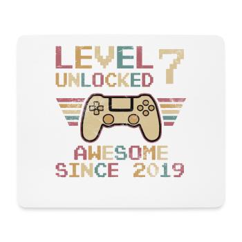 7. Geburtstag Level freigeschaltet - Mousepad (Querformat) - Weiß - Vorne