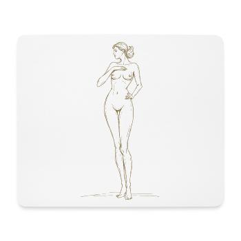 Dessin élégant de nus silhouette féminine - Tapis de souris (format paysage) - blanc - Devant