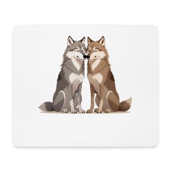 Umarmende Wölfe Duo - Mousepad (Querformat) - Weiß - Vorne