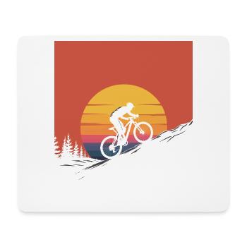 Mountain Biker Sunset Silhouette - Mouse Pad (horizontal) - white - Front