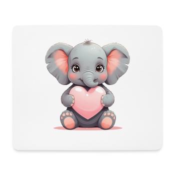 Kleiner Elefant Herzzauber - Mousepad (Querformat) - Weiß - Vorne