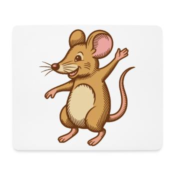 Süße Maus tanzt springt happy lustig glücklich - Mousepad (Querformat) - Weiß - Vorne