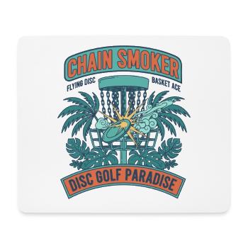 Chain Smoker Disc Golf Paradise Flying Disc Basket - Mousepad (Querformat) - Weiß - Vorne