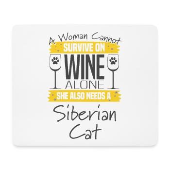 Sibirische Katze und Wein - Mousepad (Querformat) - Weiß - Vorne