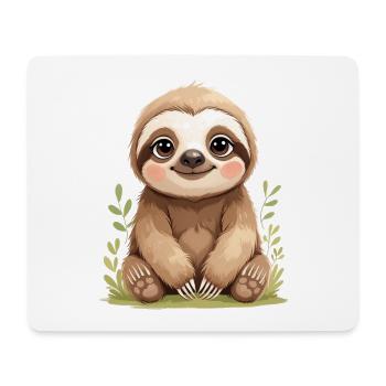Süßes Faultier Sitzen - Mousepad (Querformat) - Weiß - Vorne