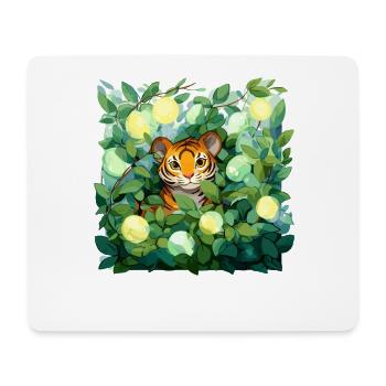 Tigre aux feuilles de citron - Tapis de souris (format paysage) - blanc - Devant