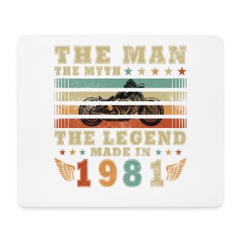 45th Birthday Vintage 1981 Motorcyclist Biker - Mouse Pad (horizontal) - white - Front