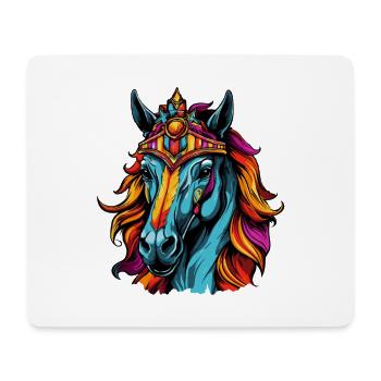 Crowned Horse Neon Portrait - Mouse Pad (horizontal) - white - Front