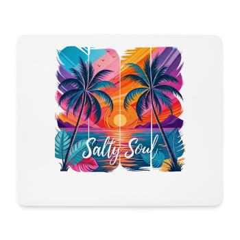 Salty Soul Sea Beach with Palm Trees by Sunset - Mouse Pad (horizontal) - white - Front