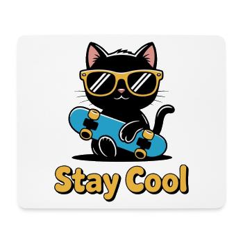 Chat patineur Reste Cool - Tapis de souris (format paysage) - blanc - Devant