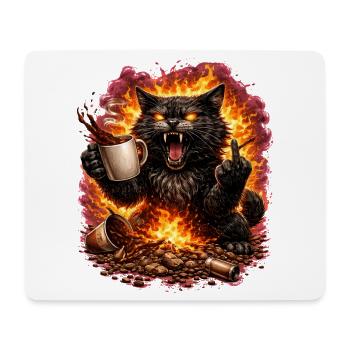 Feuerkatze Kaffee-Trotz - Mousepad (Querformat) - Weiß - Vorne