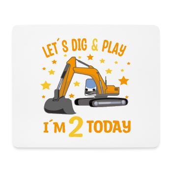 2nd Birthday Boy 2nd Birthday Excavator - Mouse Pad (horizontal) - white - Front