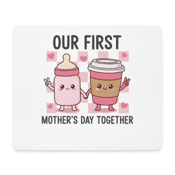 Unser erster Muttertag – Kawaii Baby & Kaffee - Mousepad (Querformat) - Weiß - Vorne