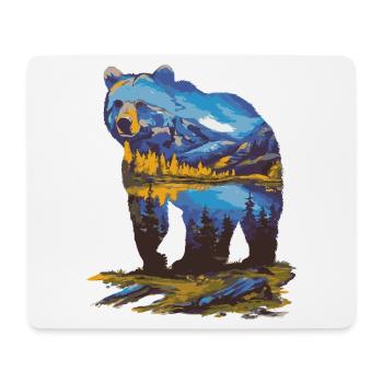 Wander Bear Mountains Lake Retro Nature Design - Mouse Pad (horizontal) - white - Front