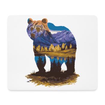 Wander Bear Mountains Lake Retro Nature Design - Mouse Pad (horizontal) - white - Front